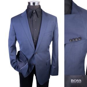 Hugo Boss Blue Blazer Sport Coat 42R 2 Button Regular Fit Super 100 Wool